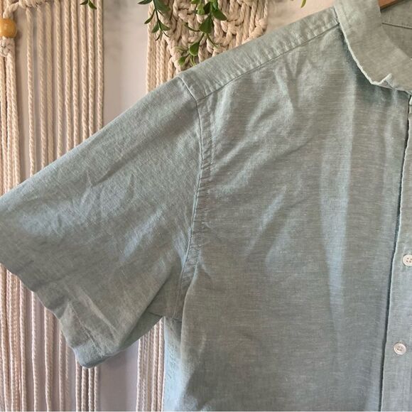 OLD NAVY Men’s Everyday Regular Fit Linen Blend Shirt Milky Jade Green Large - Picture 6 of 11